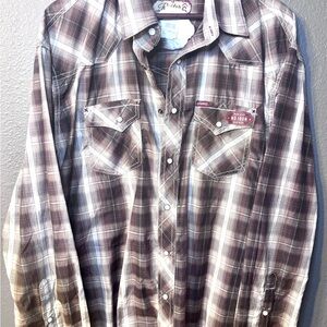 Plaid Button-Down Shirt for Men in Brown by Roper XXL NWT